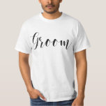 Trendy Script Typography Groom T-shirt<br><div class="desc">Trendy en chic bridal party design.</div>