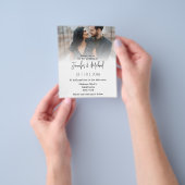 Trendy script vervaagde foto bruiloft uitnodiging flyer (Hand)