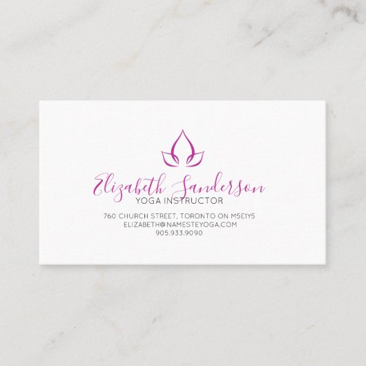 Trendy Script Viva Magenta QR CODE Visitekaartje (Voorkant)