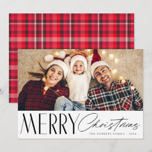 trendy script vrolijk kerstkaart