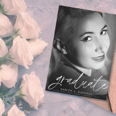 Trendy Script White Overlay Photo Afstuderen Briefkaart