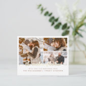 Trendy script wonderen van zijn liefde kerstfoto feestdagenkaart (Staand voorkant)