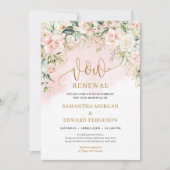 Trendy script zacht roze rozen en gouden gelofte v kaart (Voorkant)