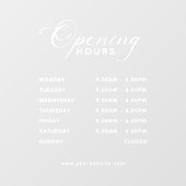 Trendy Script Zakelijke Openingstijden Transparant Raamsticker (Vel)
