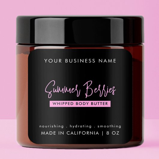 Trendy Script Zwart Roze Body Butter Cosmetische J Vierkante Sticker