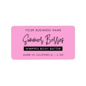 Trendy Script Zwart & Roze Skincare Jar Rectangle Etiket (Voorkant)