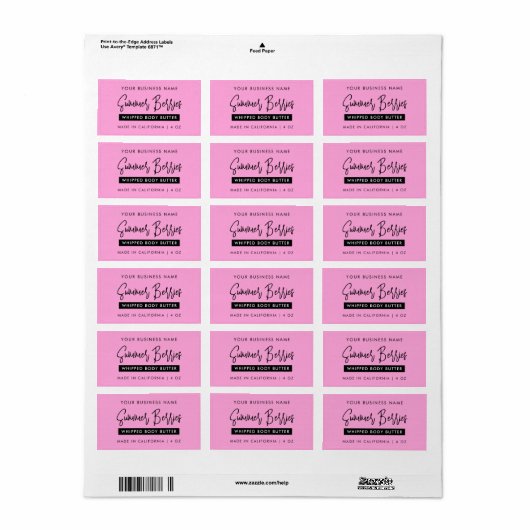 Trendy Script Zwart & Roze Skincare Jar Rectangle Etiket (Full Sheet)