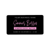 Trendy Script Zwart & Roze Skincare Jar Rectangle Etiket (Voorkant)