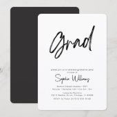 Trendy Script Zwart-Wit Afstudeerfeest Kaart (Voorkant / Achterkant)