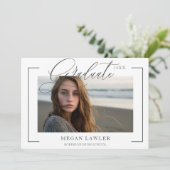 Trendy Scripted Afstuderen Party Nodig fotokaart u Kaart (Staand voorkant)