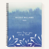 Trendy Seafoam Blue Ombre Waterverf Journal Notitieboek (Voorkant)