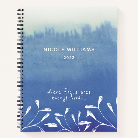 Trendy Seafoam Blue Ombre Waterverf Journal Notitieboek (Voorkant)