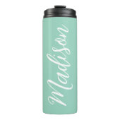 Trendy Seafoam Green gepersonaliseerde naam Thermosbeker (Voorkant)