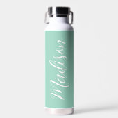 Trendy Seafoam Green gepersonaliseerde naam Waterfles (Voorkant)
