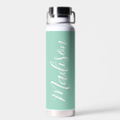 Trendy Seafoam Green gepersonaliseerde naam Waterfles (Achterkant)