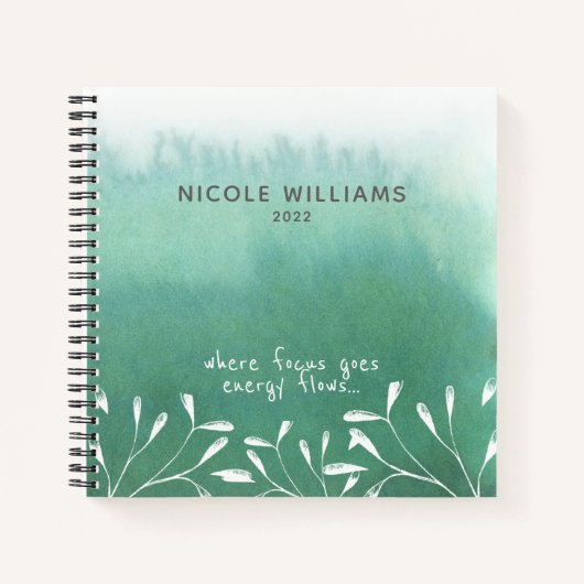 Trendy Seafoam Green Ombre Waterverf Journal Notitieboek (Voorkant)
