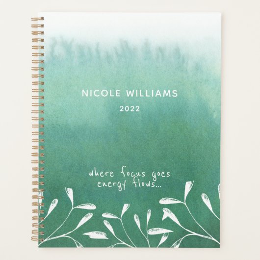 Trendy Seafoam Green Ombre Waterverf Planner (Voorkant)