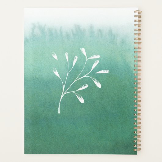 Trendy Seafoam Green Ombre Waterverf Planner (Achterkant)