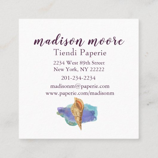 Trendy Seashell Vierkante Visitekaartje (Achterkant)