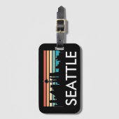 Trendy Seattle Washington Retro Sunset Skyline Bagagelabel (Voorkant (verticaal))
