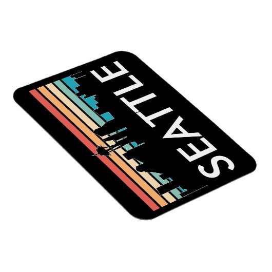 Trendy Seattle Washington Retro Sunset Skyline Magneet (Rechterzijde)
