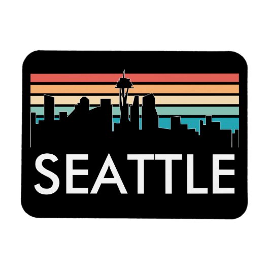 Trendy Seattle Washington Retro Sunset Skyline Magneet (Horizontaal)