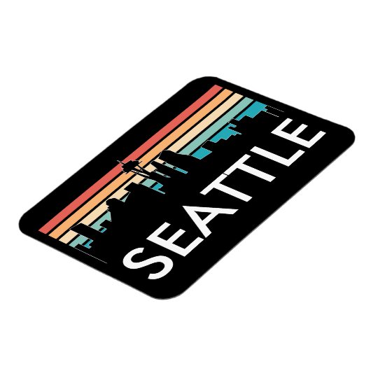 Trendy Seattle Washington Retro Sunset Skyline Magneet (Linkerzijde)