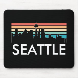 Trendy Seattle Washington Retro Sunset Skyline Muismat
