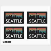Trendy Seattle Washington Retro Sunset Skyline Rechthoekige Sticker (Vel)