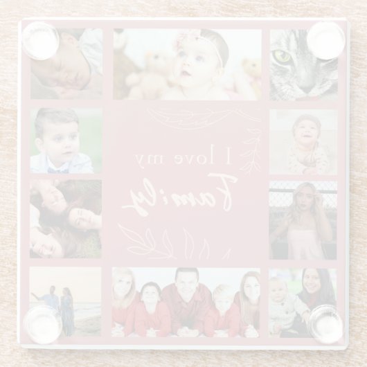 Trendy Sentimenteel Ik hou van mijn familie fotoco Glazen Onderzetter (Achterkant)
