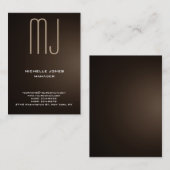Trendy sepia bruine kleur professioneel monogram visitekaartje (Voorkant / Achterkant)