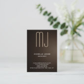 Trendy sepia bruine kleur professioneel monogram visitekaartje (Staand voorkant)
