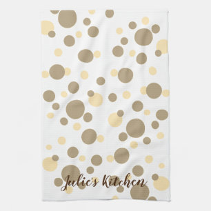 Trendy Sepia Stippenpatroon Personaliseer Naam Theedoek
