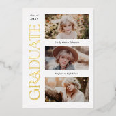 Trendy Serif Meerdere Foto Afstuderen Folie Uitnodiging (Voorkant)