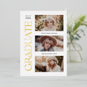 Trendy Serif Meerdere Foto Afstuderen Folie Uitnodiging (Staand Voorkant)