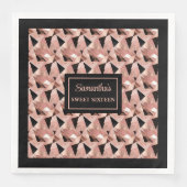Trendy servetten Glanzend roze goud & zwart (Voorkant)
