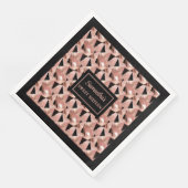 Trendy servetten glinsterende Roos Gold & Black (Hoek)