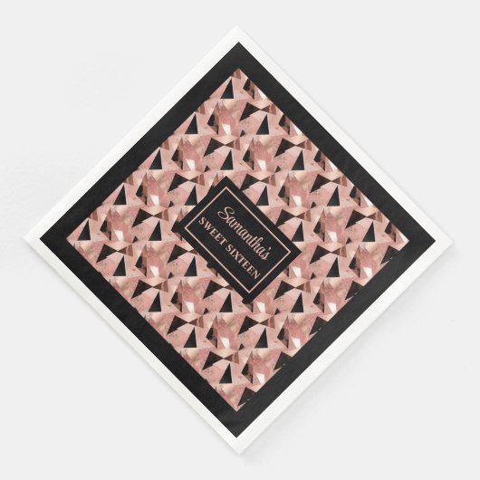 Trendy servetten glinsterende Roos Gold & Black (Hoek)