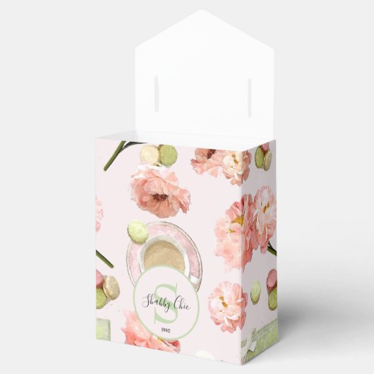 Trendy Shabby Chic Peonies and Macarons Set Bedankdoosjes (Geopend)