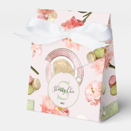 Trendy Shabby Chic Peonies and Macarons Set Bedankdoosjes (Voorkant Zijde)