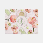 Trendy Shabby Chic Peonies and Macarons Set Fleece Deken (Voorkant (Horizontaal))