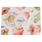 Trendy Shabby Chic Peonies and Macarons Set Groot Cadeauzakje (Voorkant)