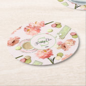 Trendy Shabby Chic Peonies and Macarons Set Ronde Kartonnen Onderzetter (Gebogen)