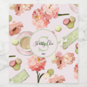 Trendy Shabby Chic Peonies and Macarons Set Wijn Etiket (Enkel label)