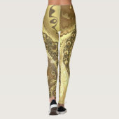 Trendy Shades of Gold Fractal Swirls Pattern Leggings (Achterkant)