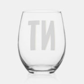 Trendy Shadow Monogram Bruiloft Gepersonaliseerd S Wijnglas Zonder Voet (Achterkant)