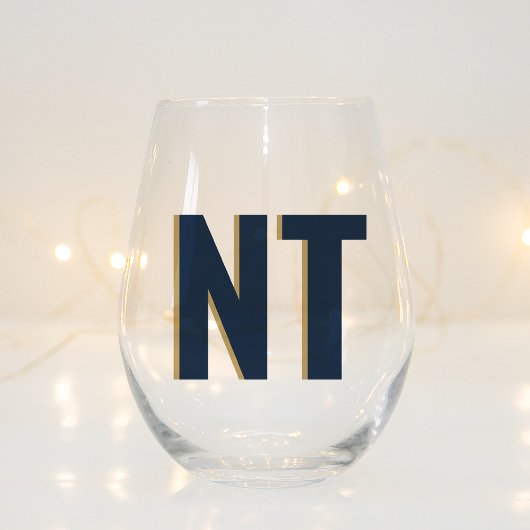 Trendy Shadow Monogram Bruiloft Gepersonaliseerd S Wijnglas Zonder Voet