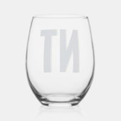 Trendy Shadow Monogram Bruiloft Gepersonaliseerd S Wijnglas Zonder Voet (Achterkant)