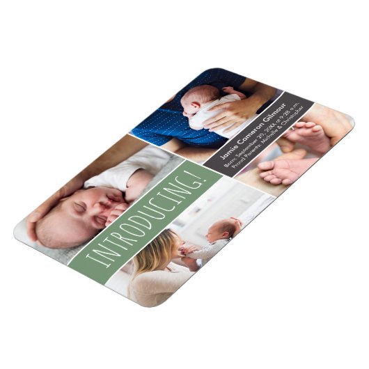 Trendy Shale Green introduceert babyjongetfoto's Magneet (Linkerzijde)