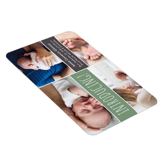 Trendy Shale Green introduceert babyjongetfoto's Magneet (Rechterzijde)